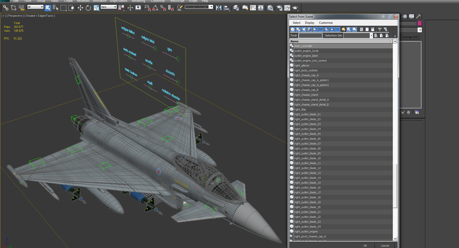 Multirole Fighter Eurofighter Typhoon Rigged 3D model