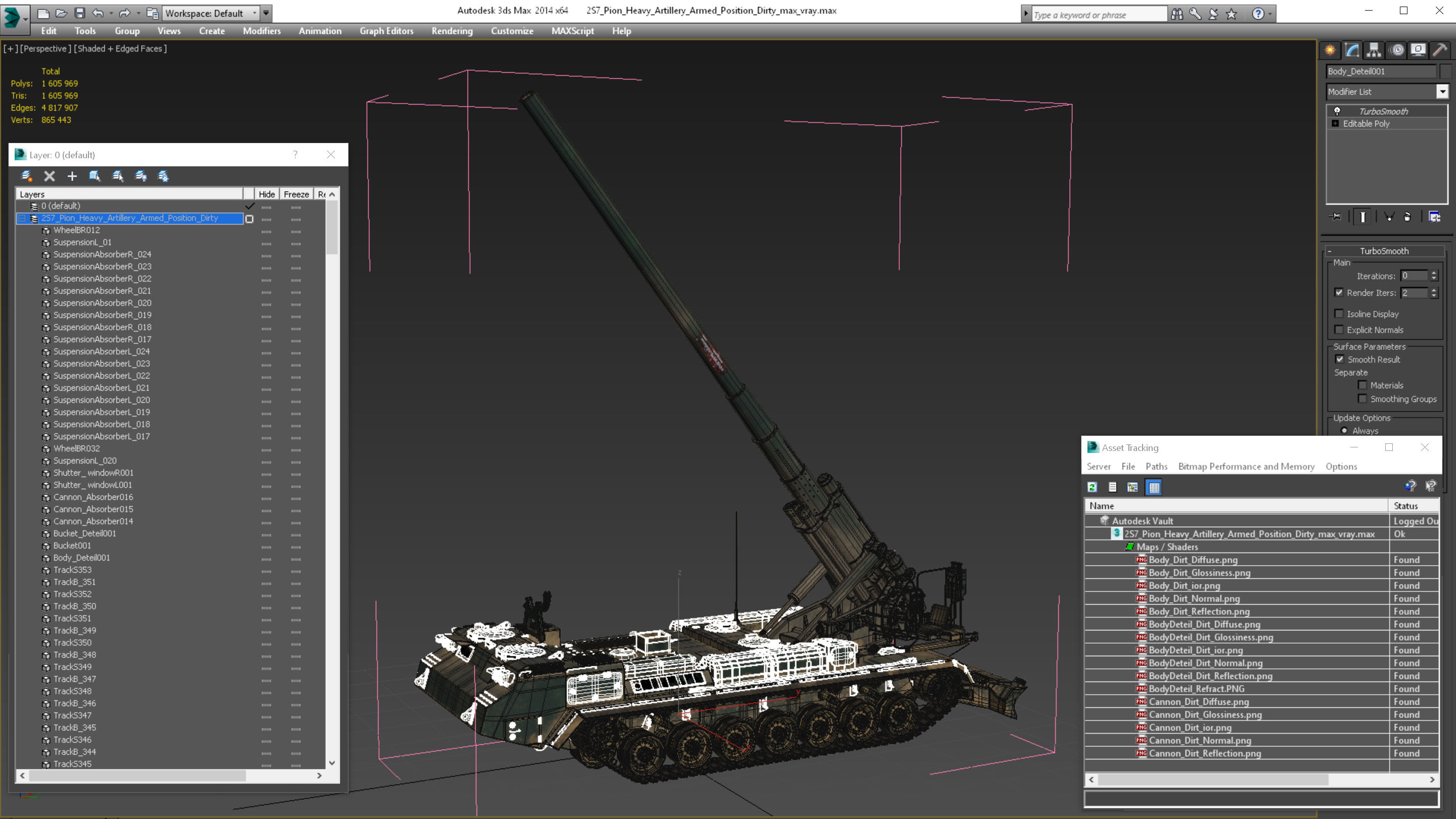 3D model 2S7 Pion Heavy Artillery Armed Position Dirty