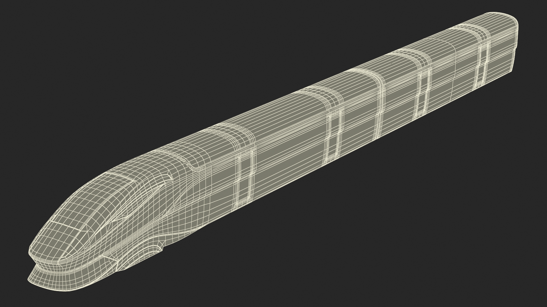 3D Futuristic Passenger Train Grey