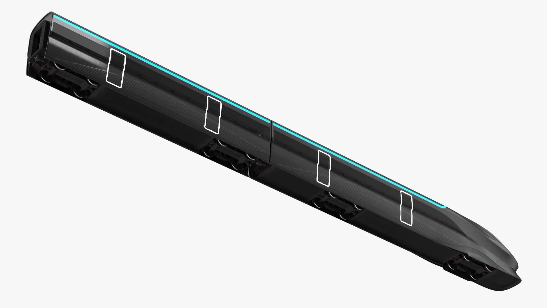 3D Futuristic Passenger Train Grey