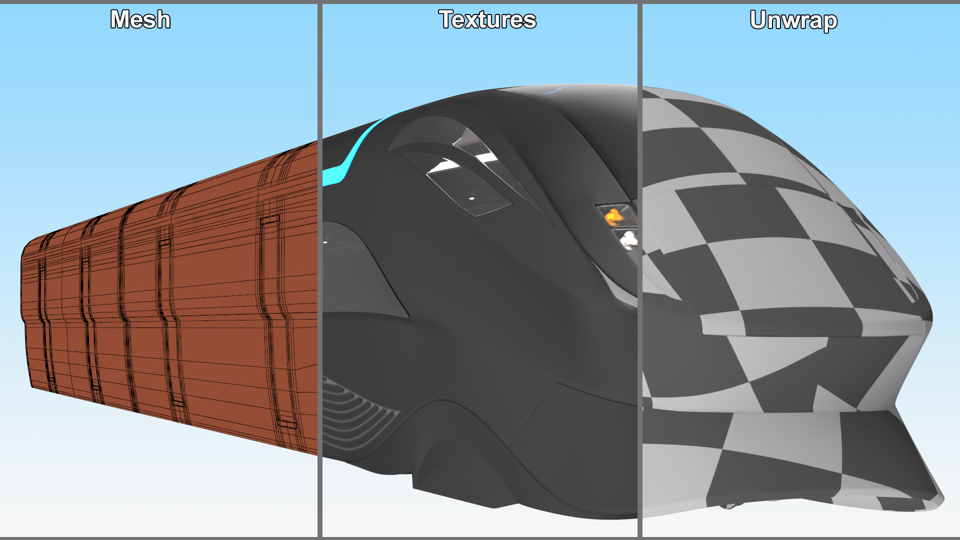3D Futuristic Passenger Train Grey