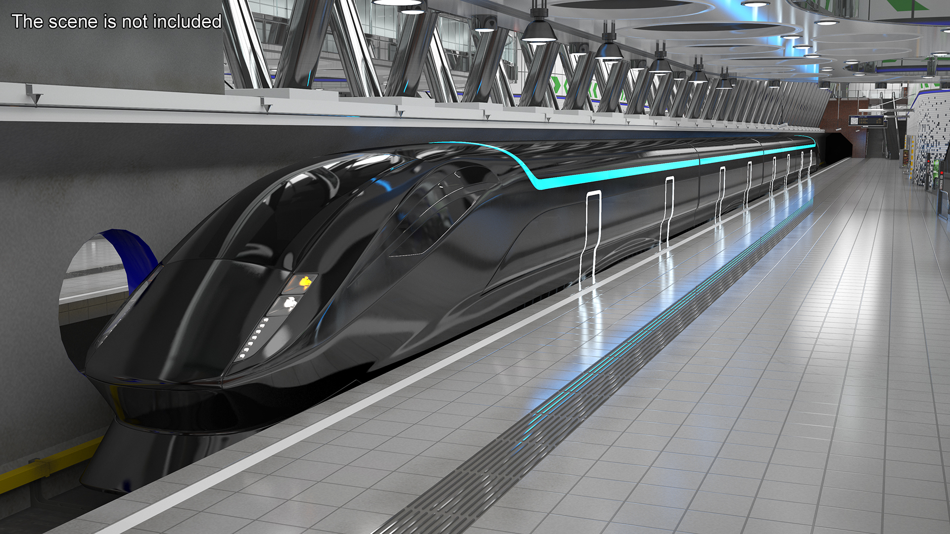 3D Futuristic Passenger Train Grey