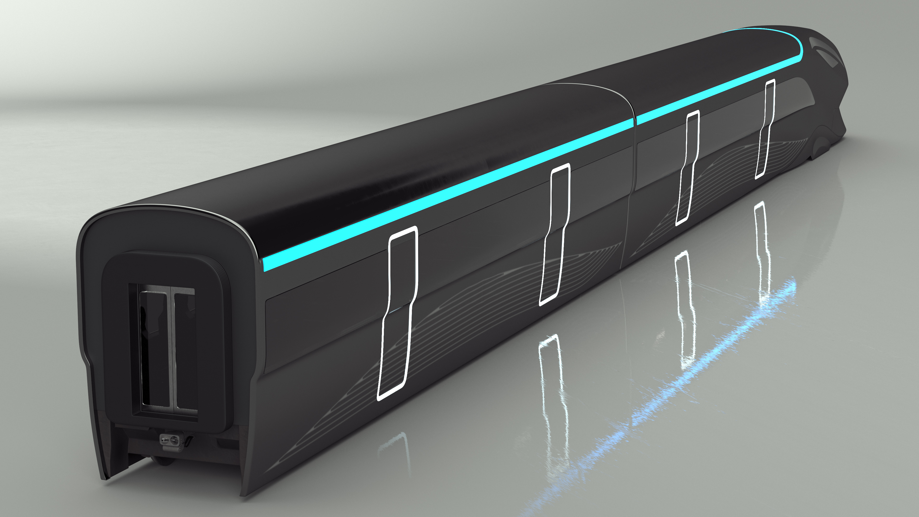 3D Futuristic Passenger Train Grey