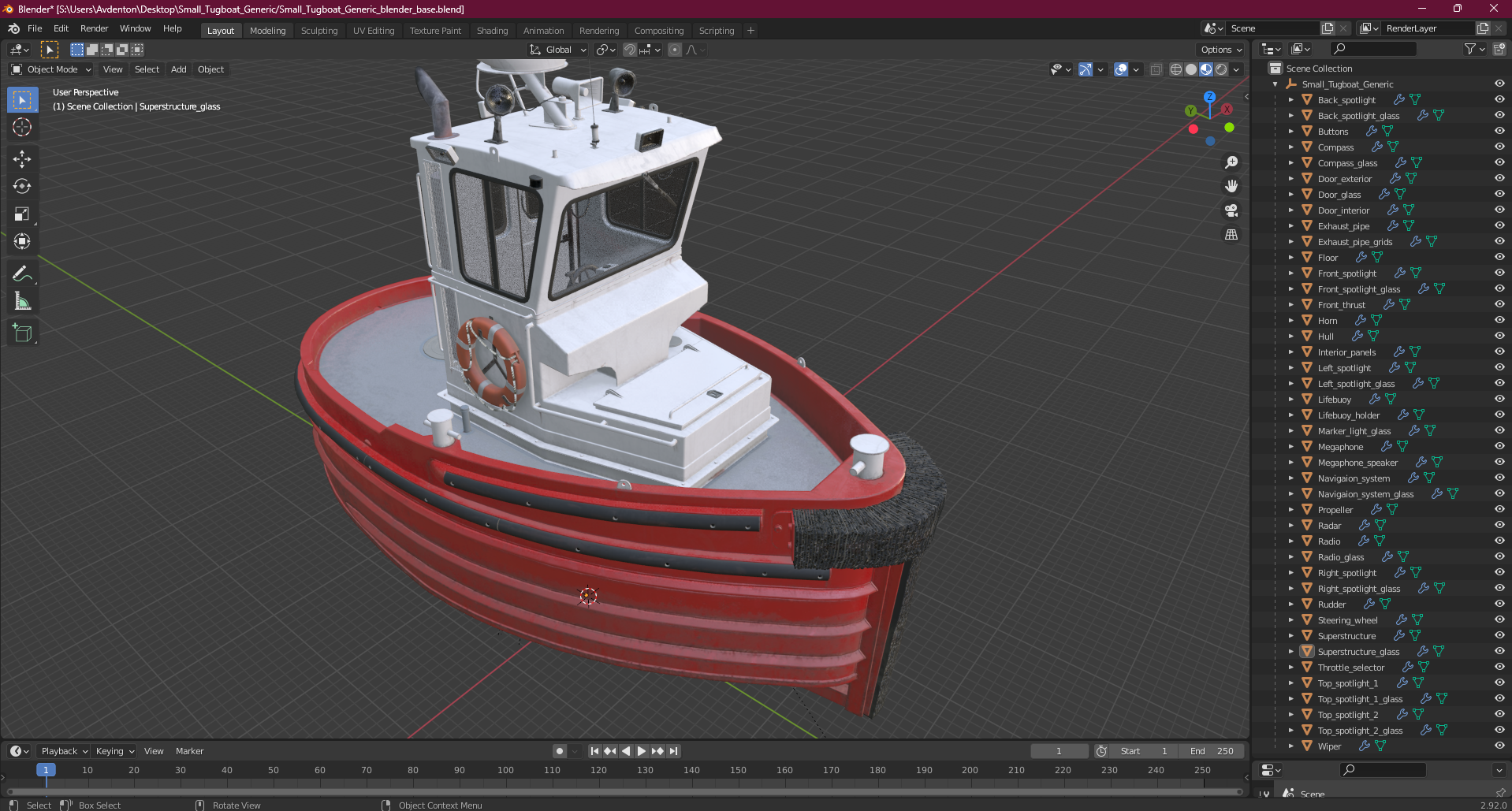 3D Small Tugboat Generic