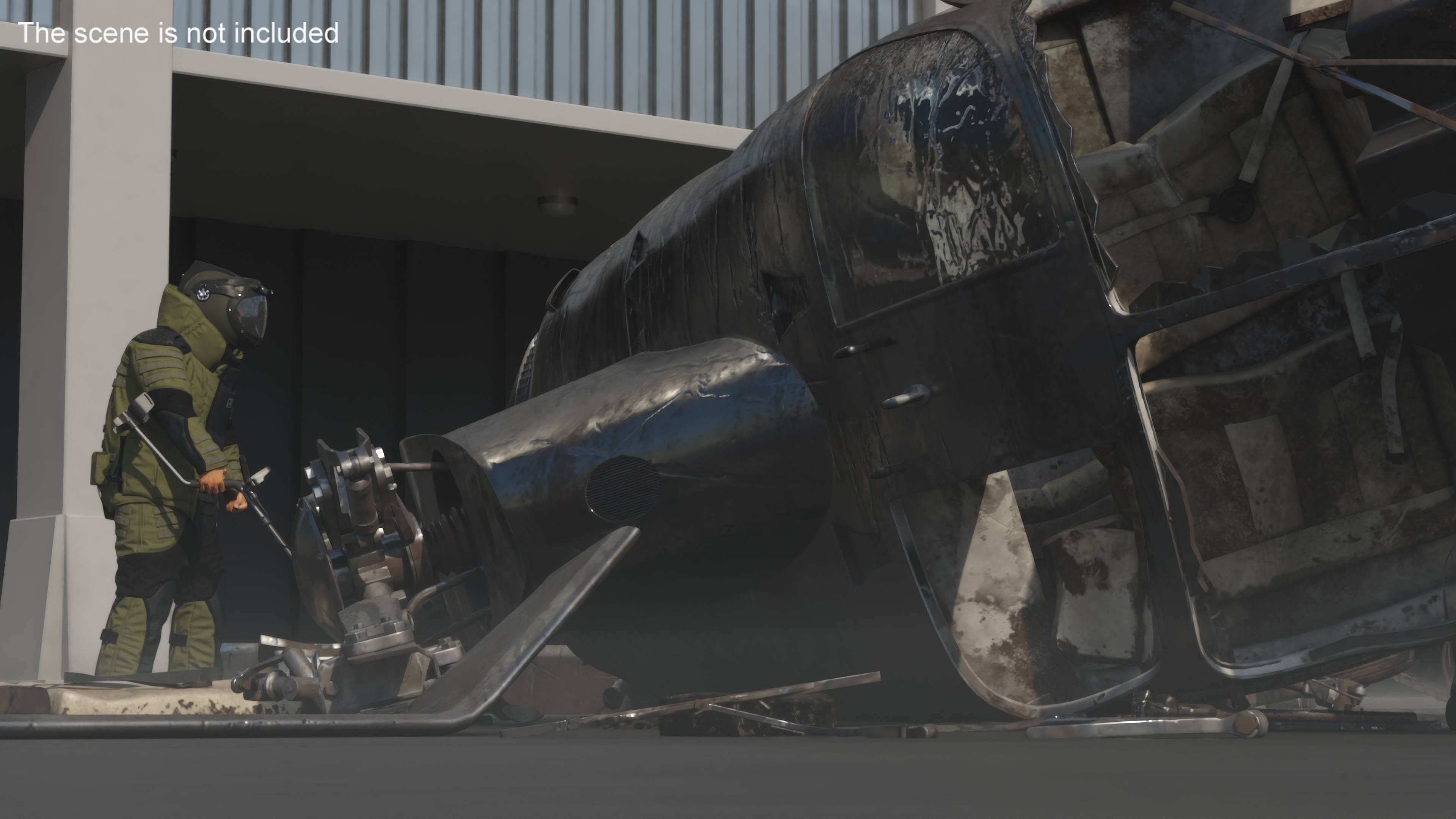 Вomb Disposal Expert Examines Wreckage Plane 3D model