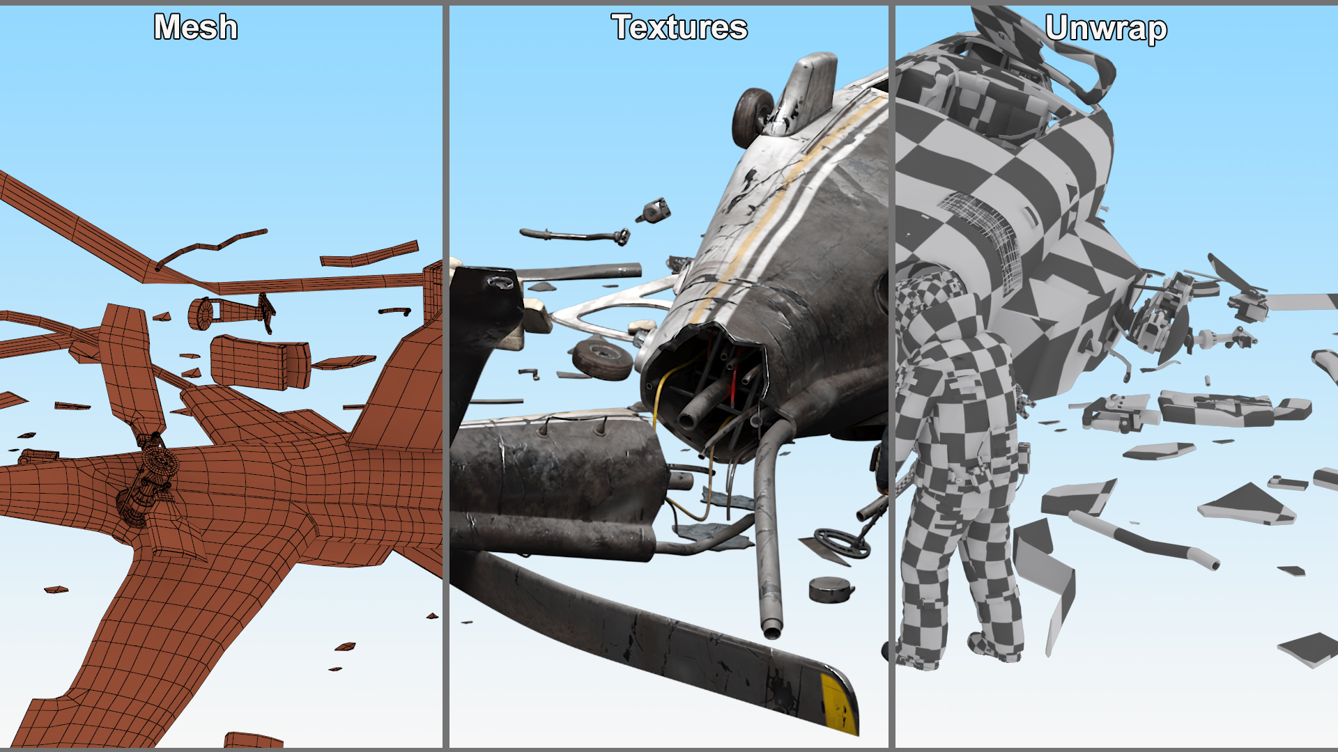 Вomb Disposal Expert Examines Wreckage Plane 3D model