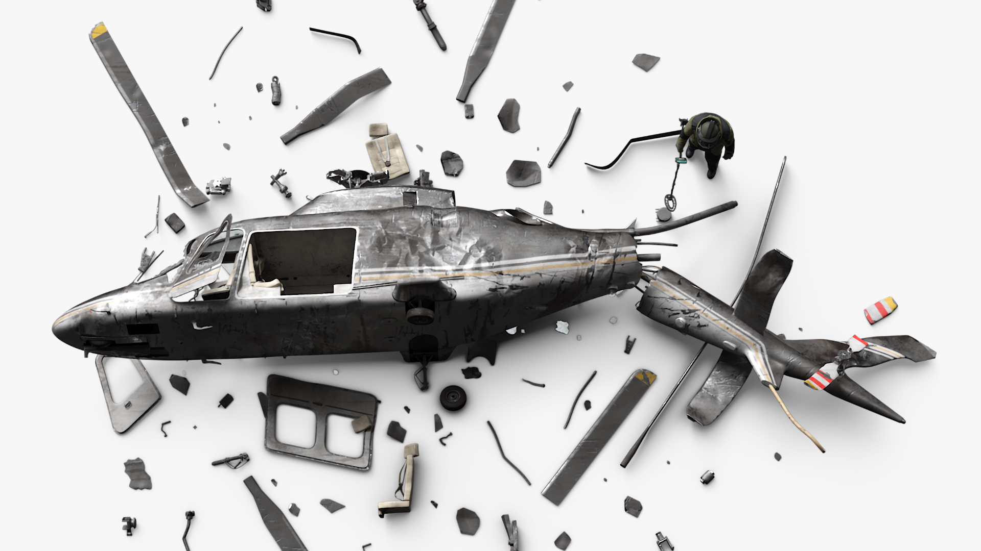 Вomb Disposal Expert Examines Wreckage Plane 3D model
