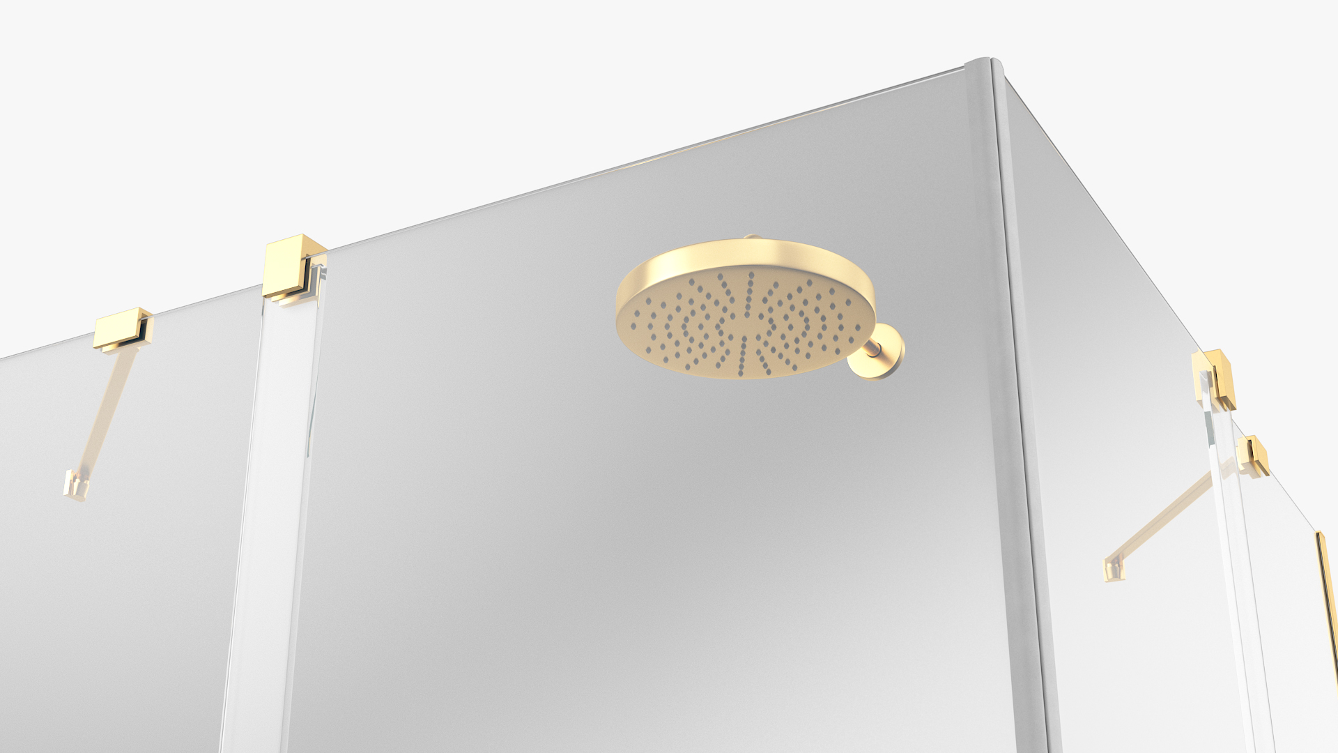 Crystal Shower Cabin Sliding Doors Gold 3D model