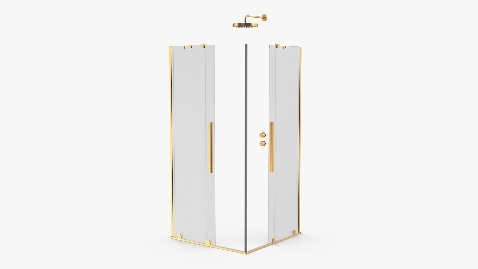 Crystal Shower Cabin Sliding Doors Gold 3D model