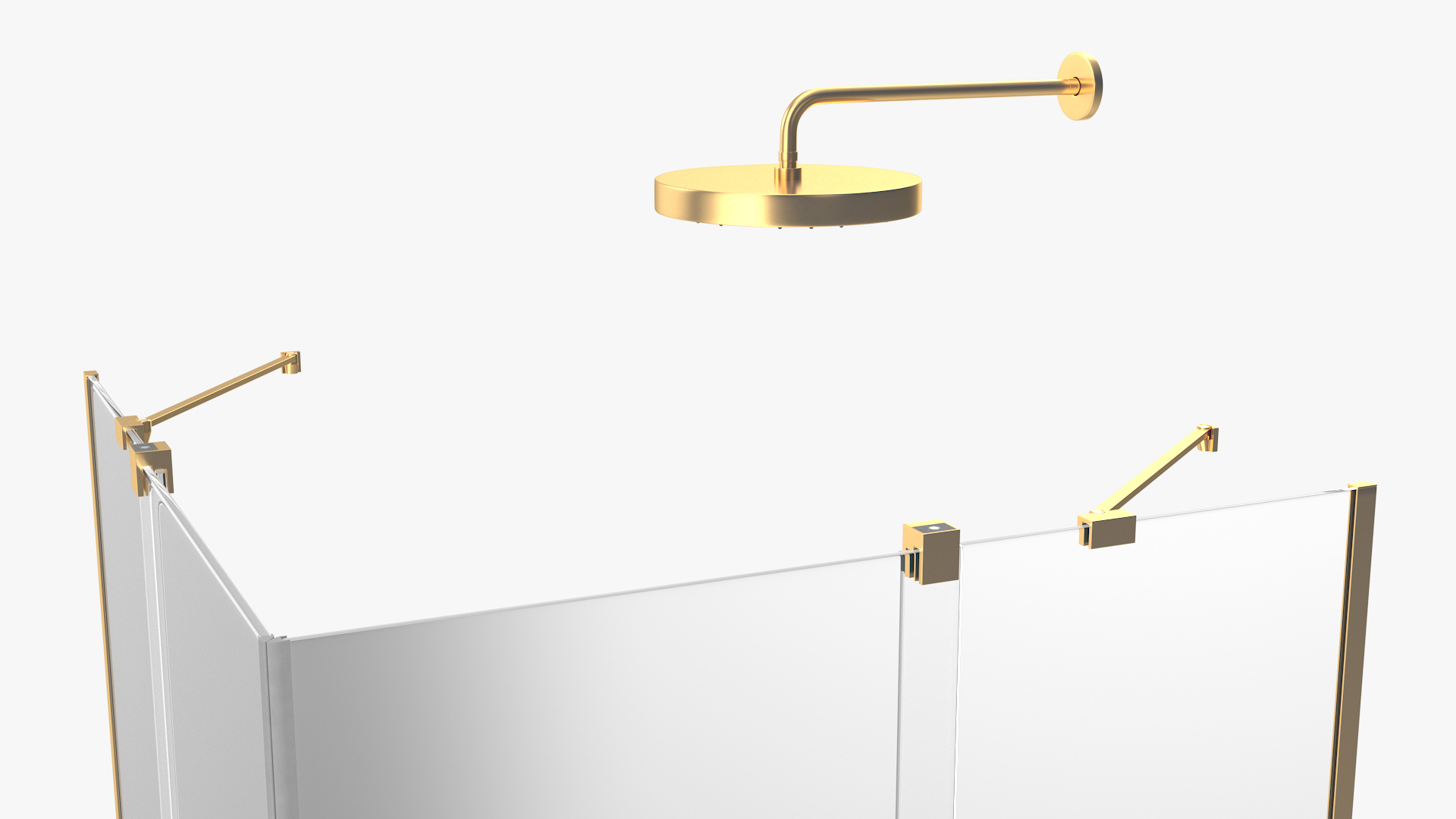 Crystal Shower Cabin Sliding Doors Gold 3D model