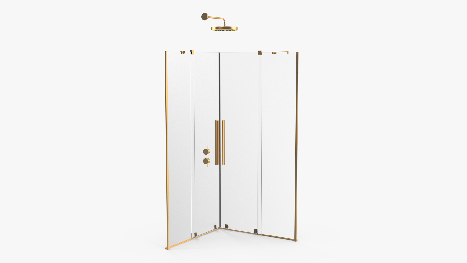 Crystal Shower Cabin Sliding Doors Gold 3D model