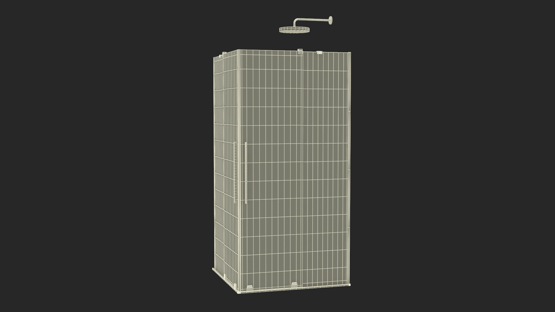 Crystal Shower Cabin Sliding Doors Gold 3D model