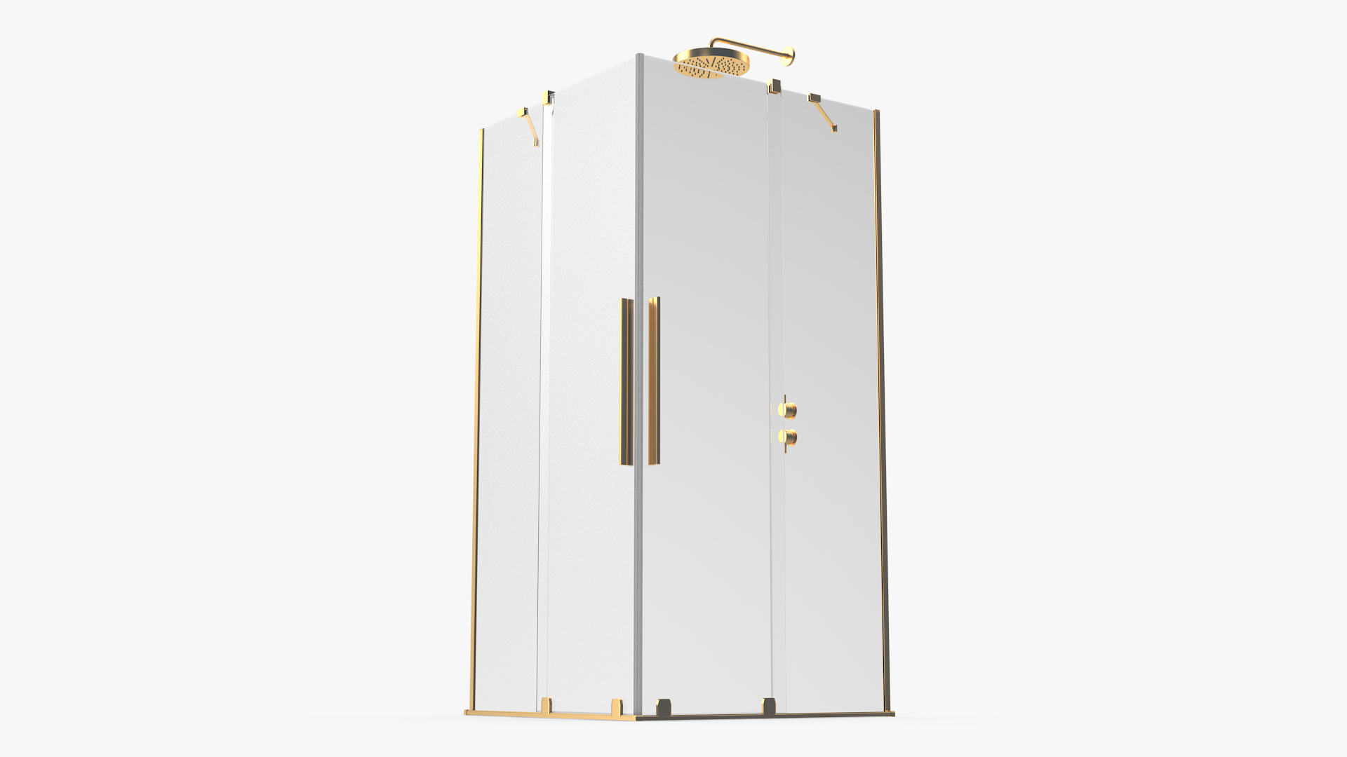Crystal Shower Cabin Sliding Doors Gold 3D model