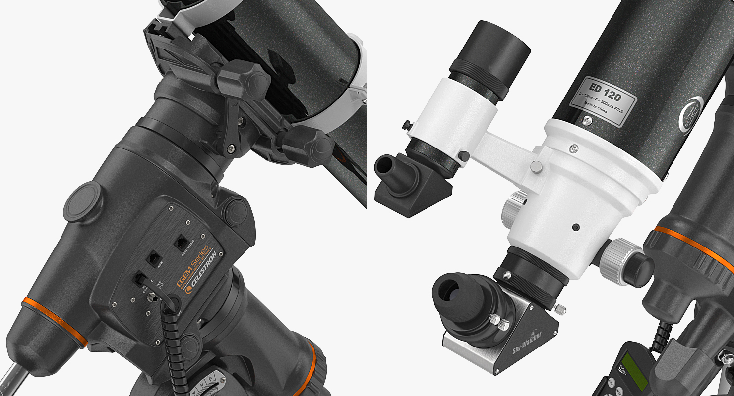3D Sky-Watcher 120ED Telescope with Celestron Equatorial Mount Tripod