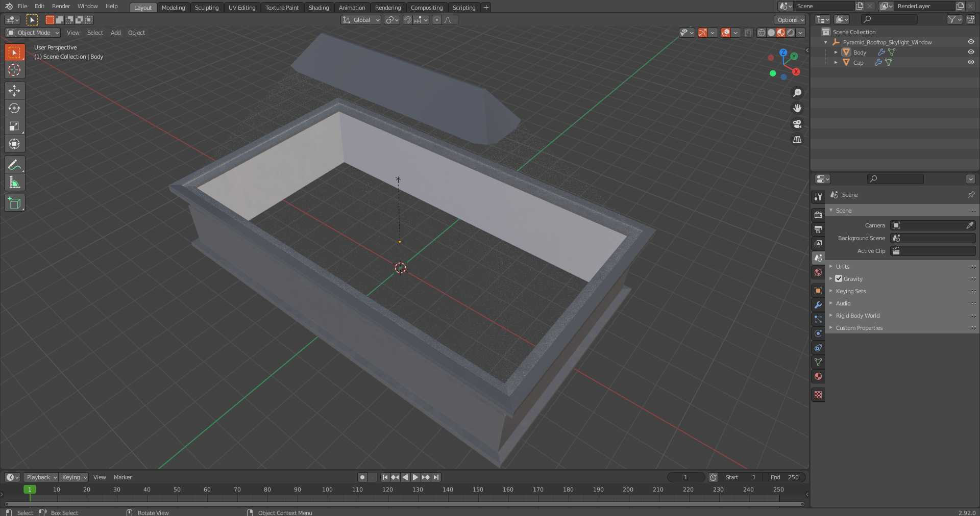 3D Pyramid Rooftop Skylight Window