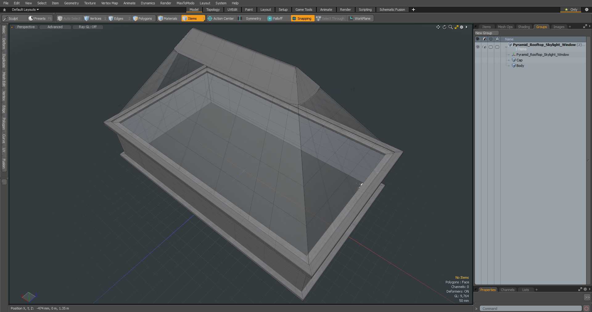 3D Pyramid Rooftop Skylight Window