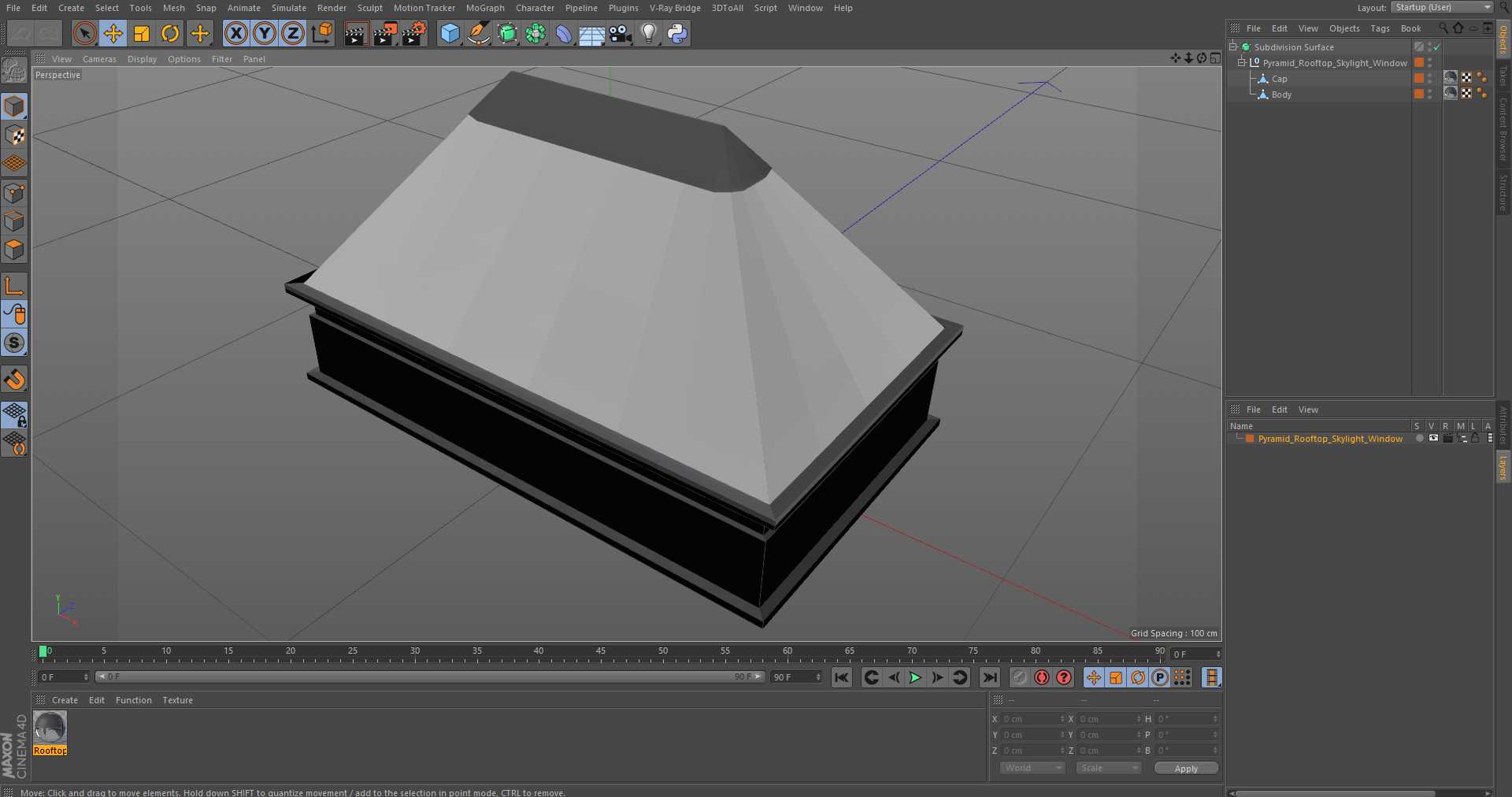 3D Pyramid Rooftop Skylight Window