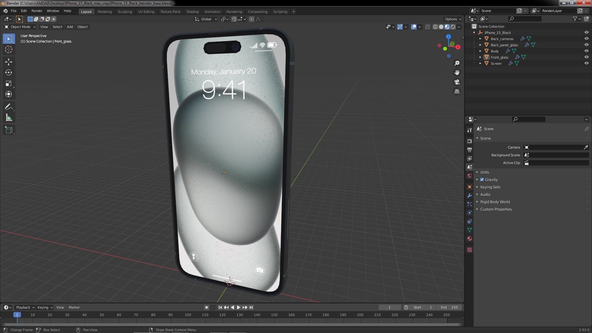 3D model IPhone 15 Black