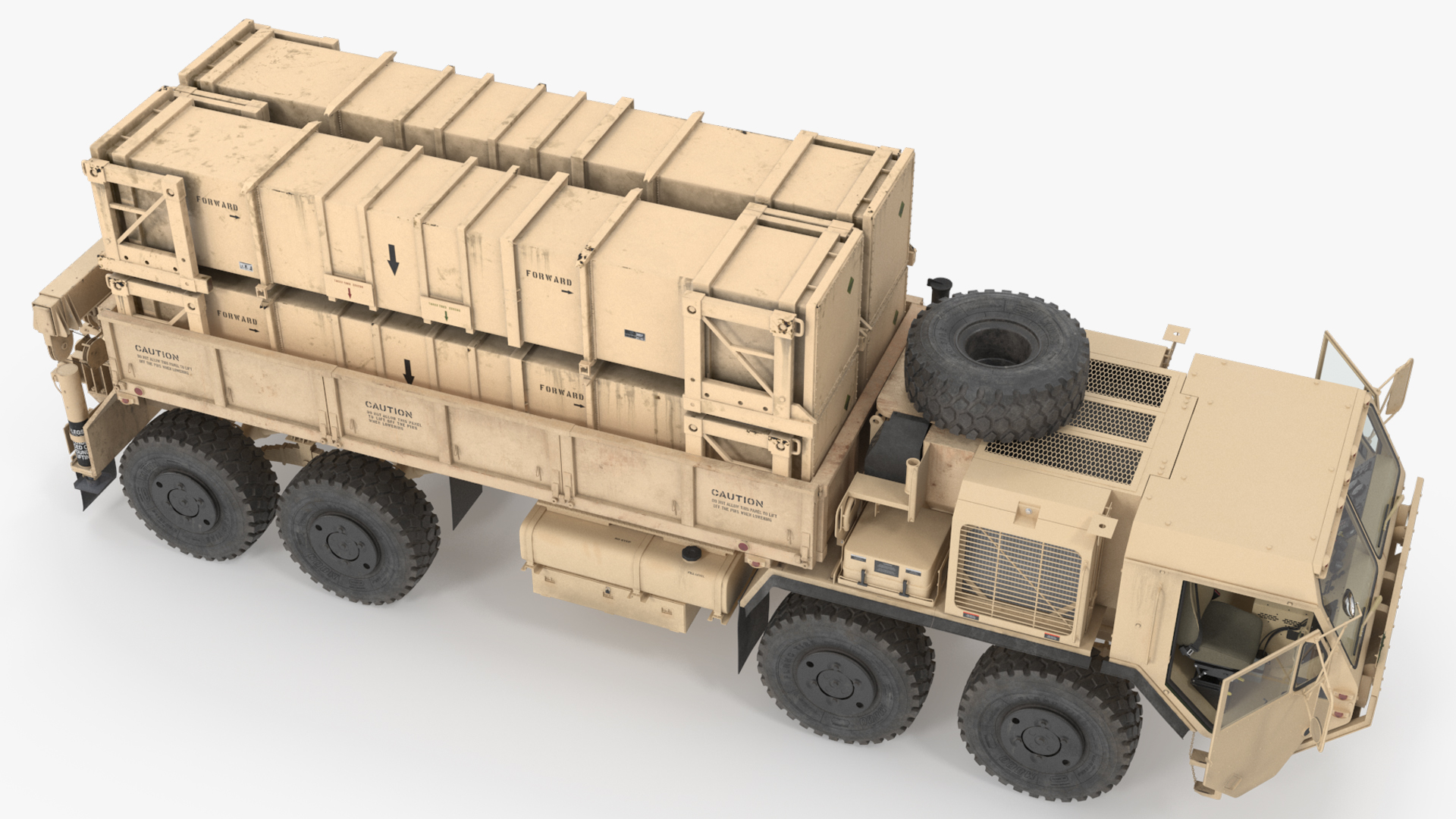 Military Cargo Truck with Air Defense Modules Desert, view 8