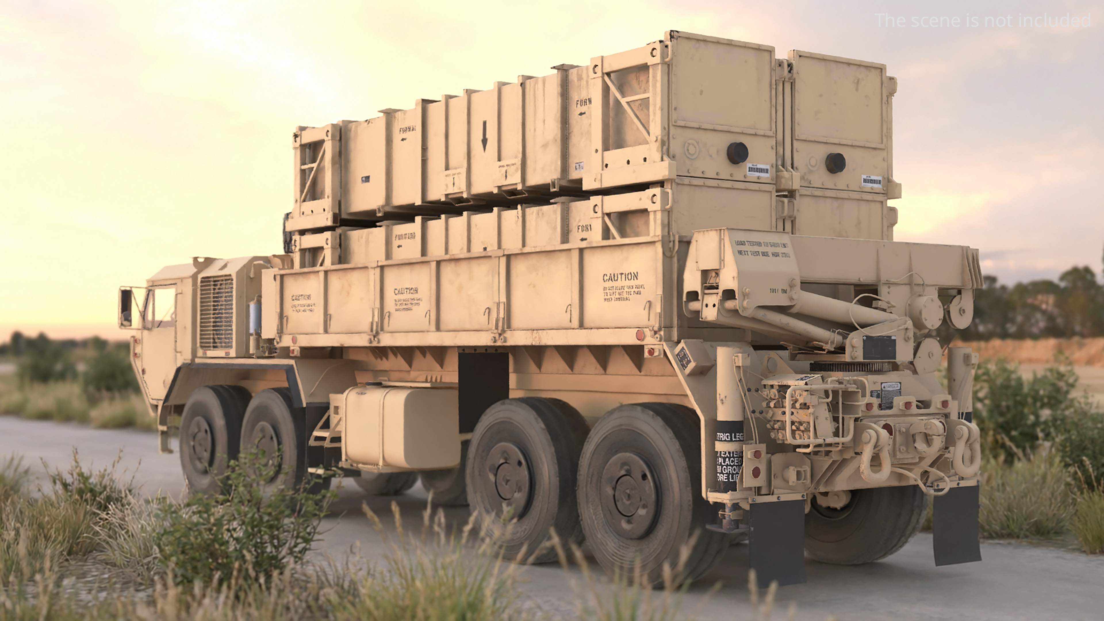 Military Cargo Truck with Air Defense Modules Desert, view 3