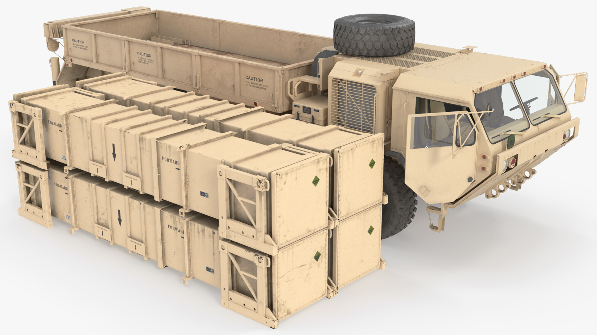 Military Cargo Truck with Air Defense Modules Desert, view 7