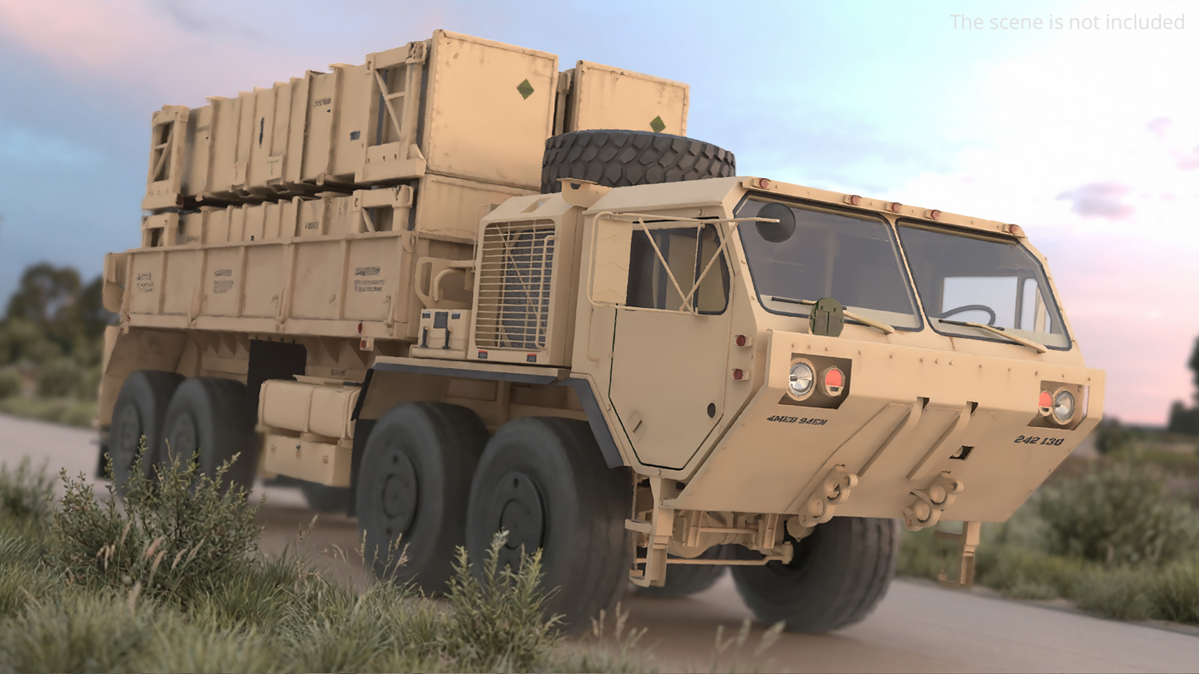 Military Cargo Truck with Air Defense Modules Desert, view 2