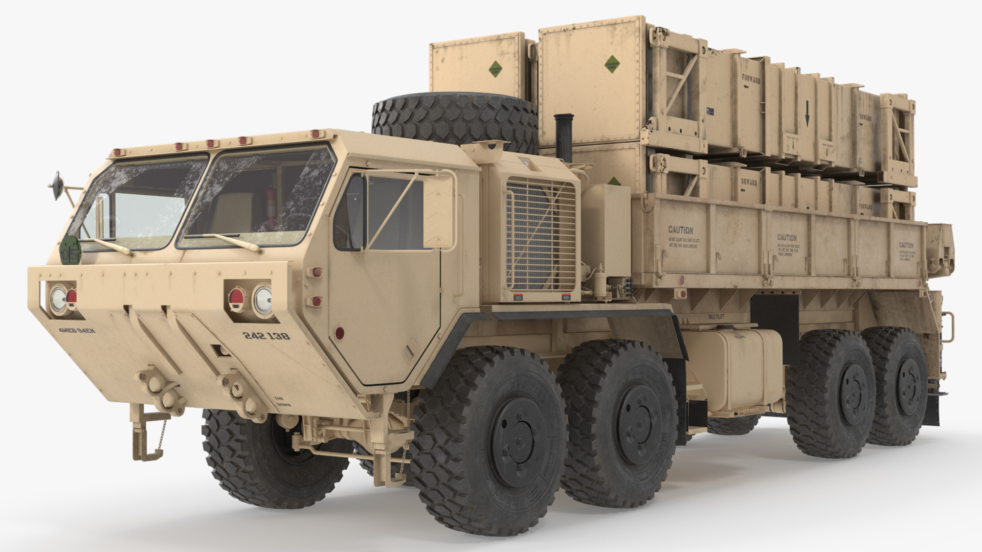 Military Cargo Truck with Air Defense Modules Desert, view 6