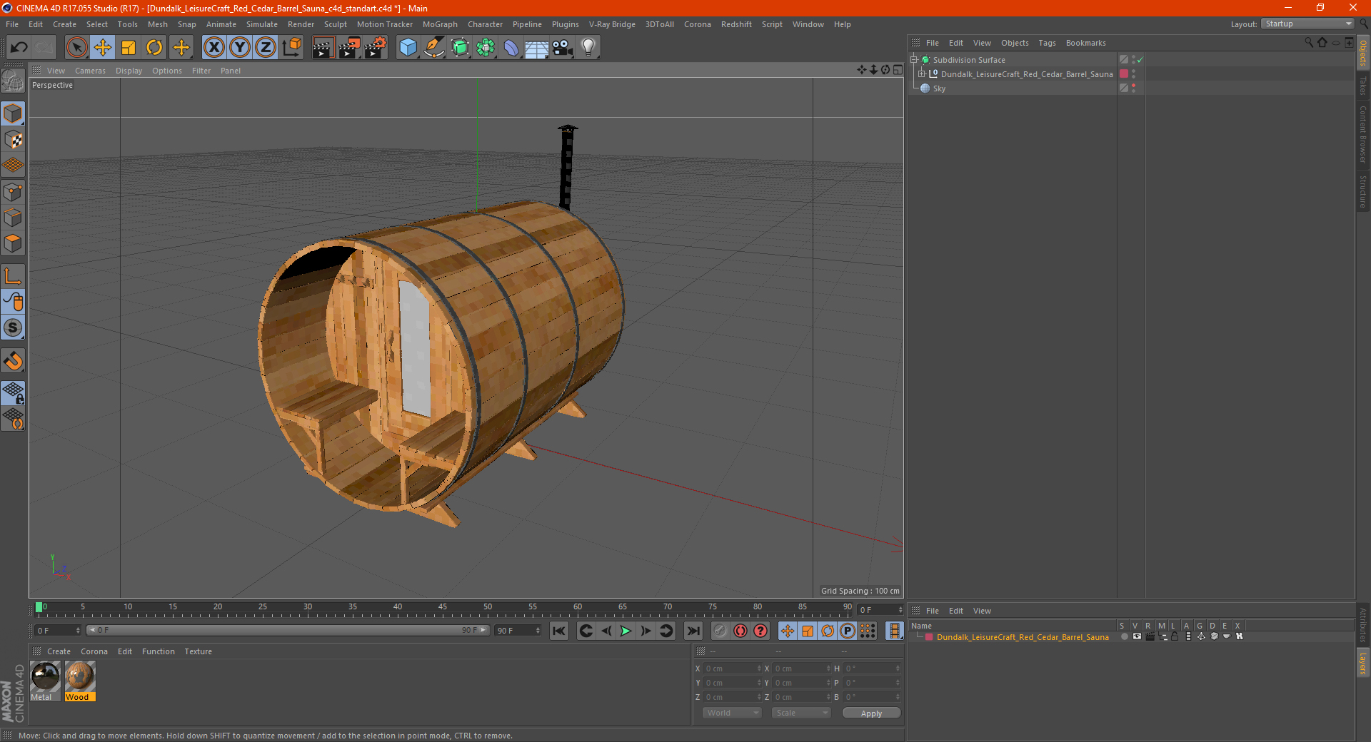 3D Dundalk LeisureCraft Red Cedar Barrel Sauna model