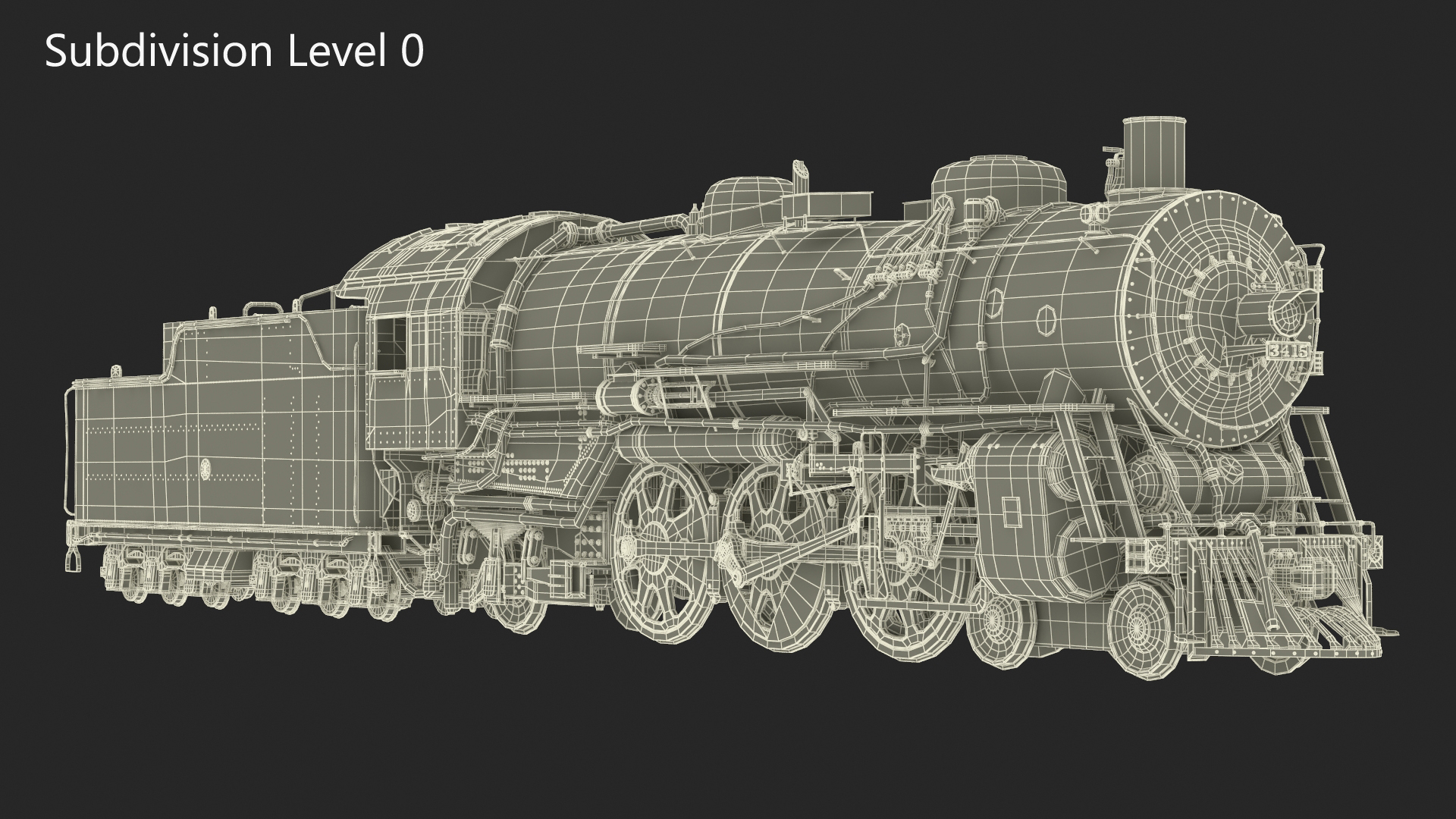 Vintage Steam Locomotive ATSF 3415 3D model