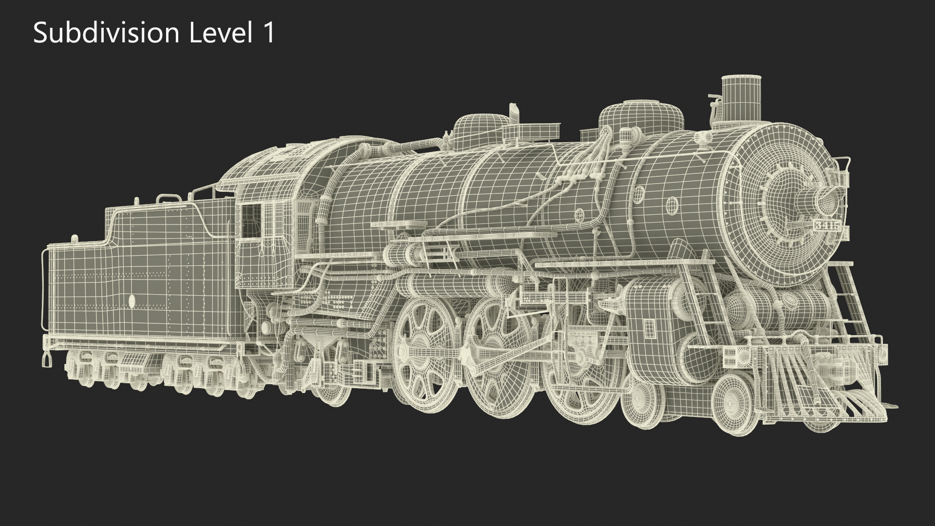 Vintage Steam Locomotive ATSF 3415 3D model