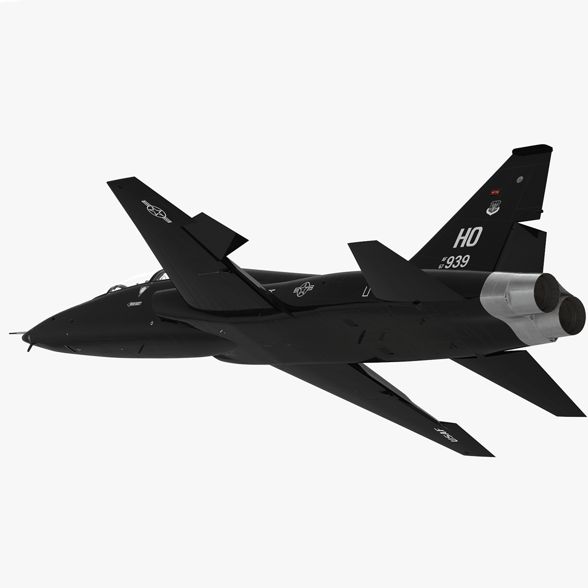 T-38 Talon USAF Jet Trainer Black Rigged for Cinema 4D 3D model
