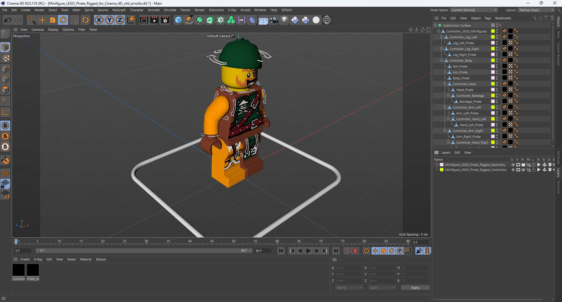 3D Minifigure LEGO Pirate Rigged for Cinema 4D model