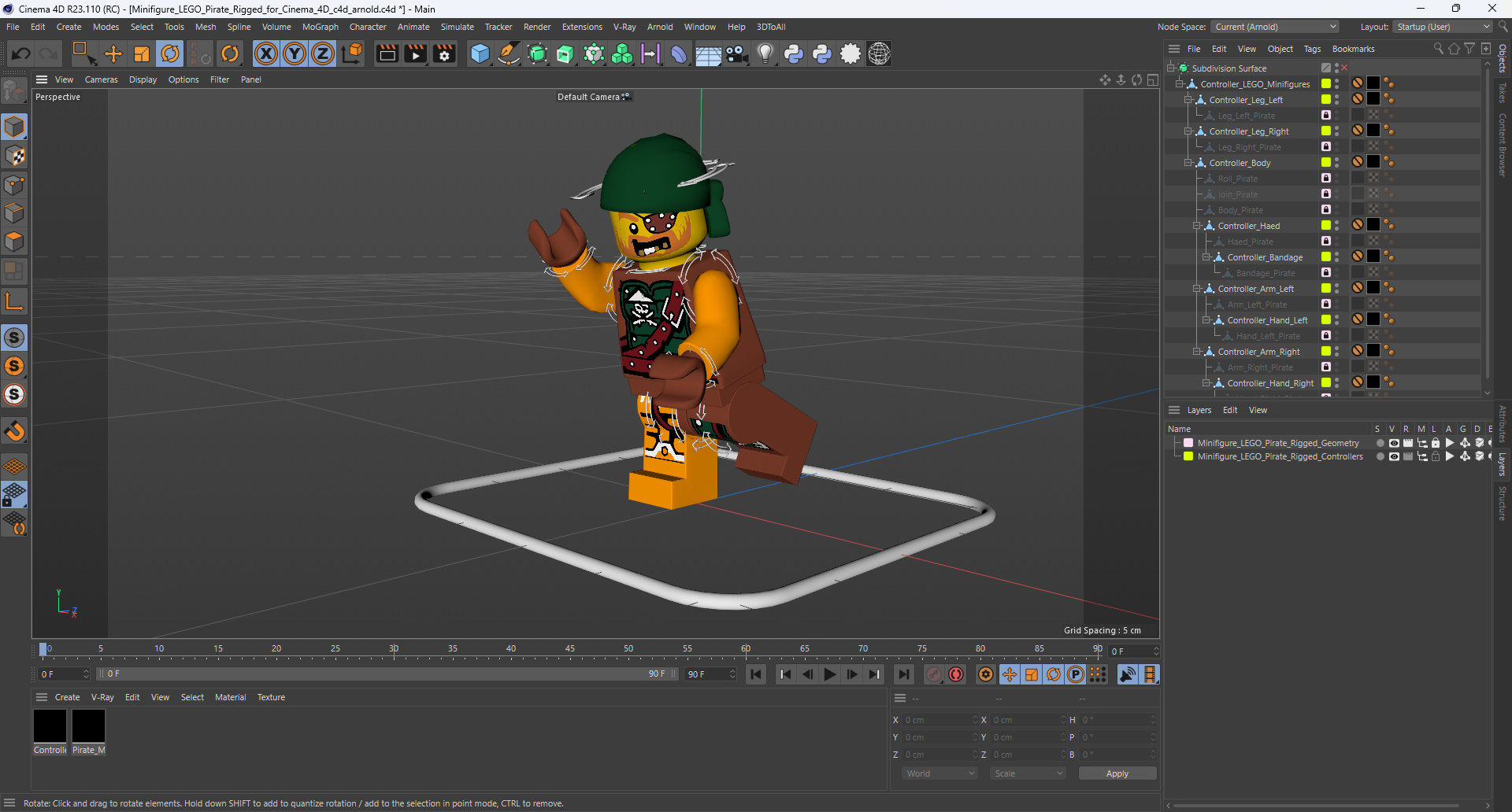 3D Minifigure LEGO Pirate Rigged for Cinema 4D model