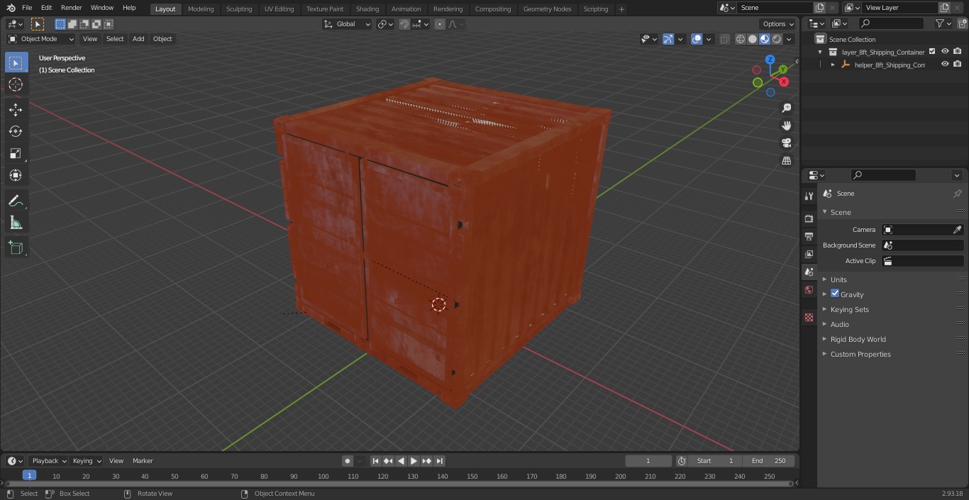8ft Shipping Container 3D