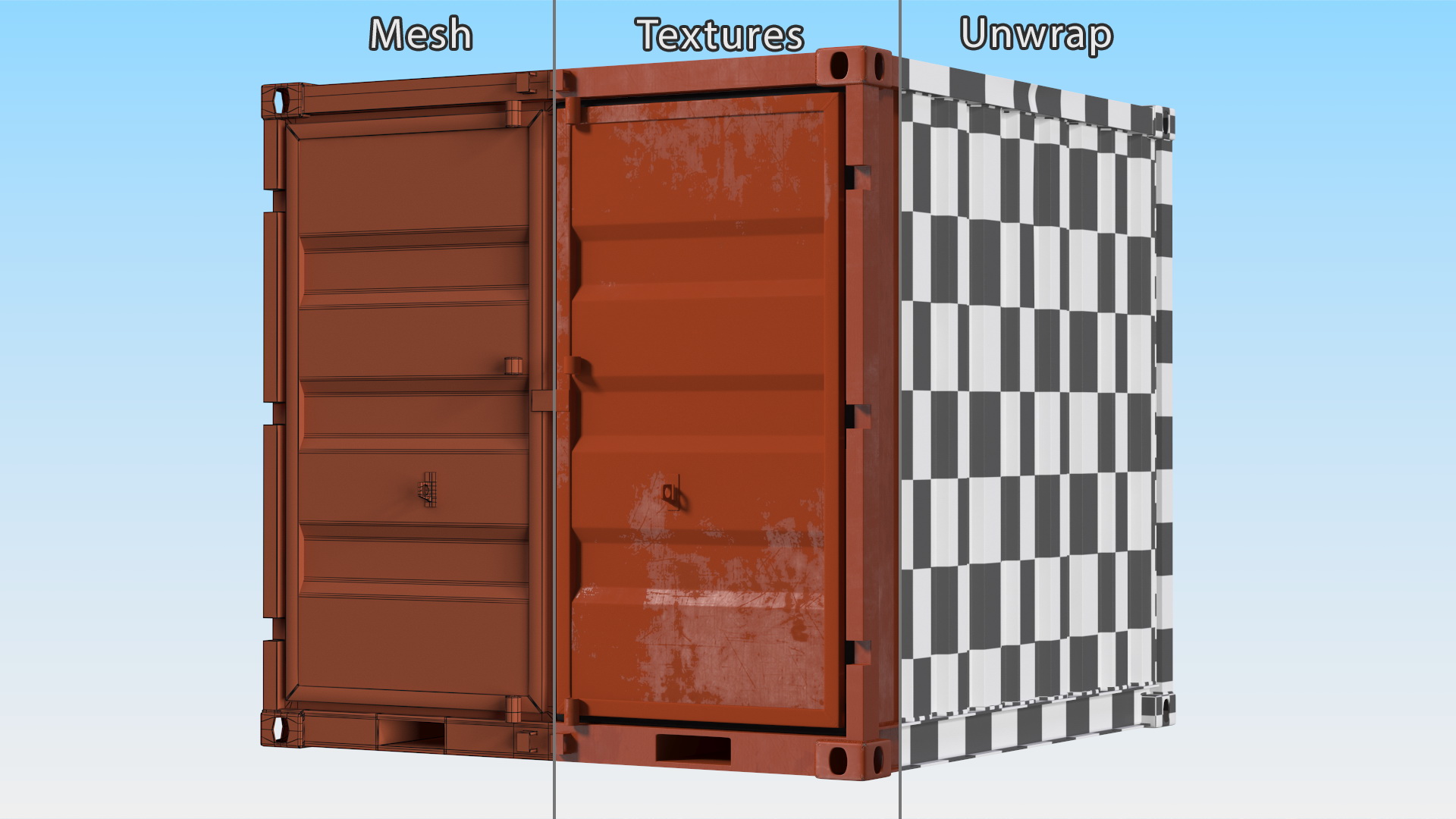 8ft Shipping Container 3D