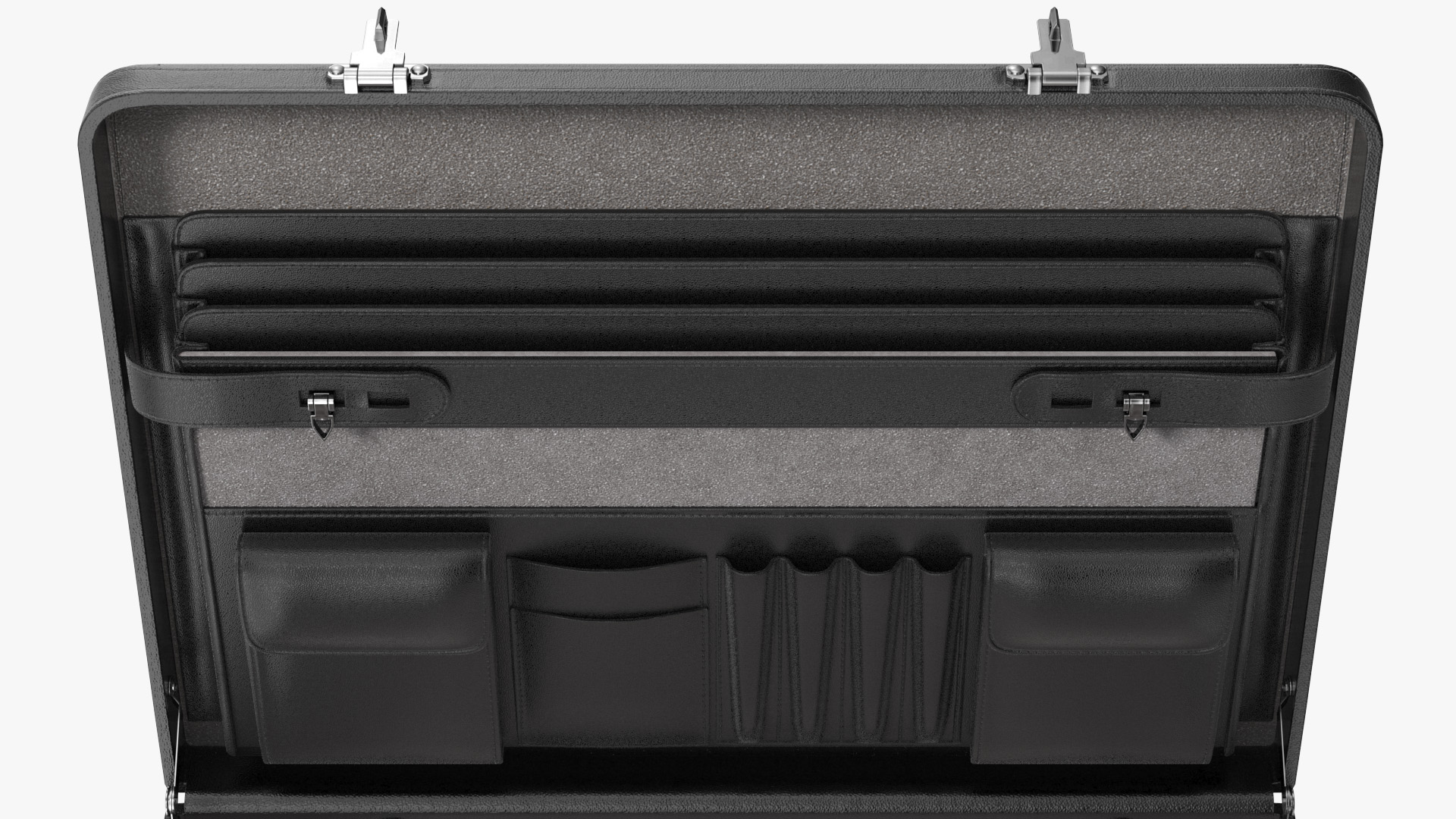 3D Hard Attache Leather Briefcase Black