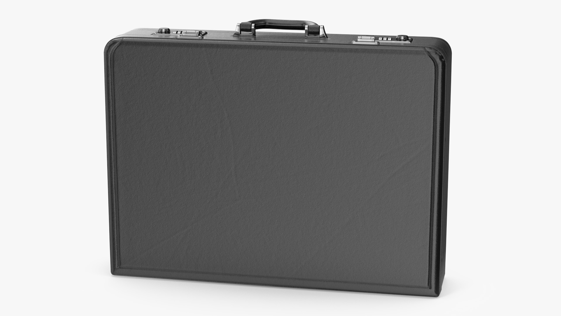 3D Hard Attache Leather Briefcase Black