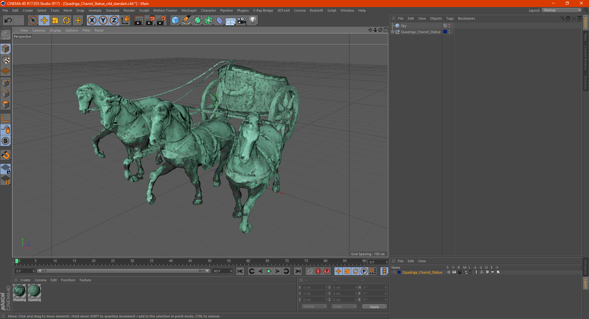 3D Quadriga Chariot Statue model