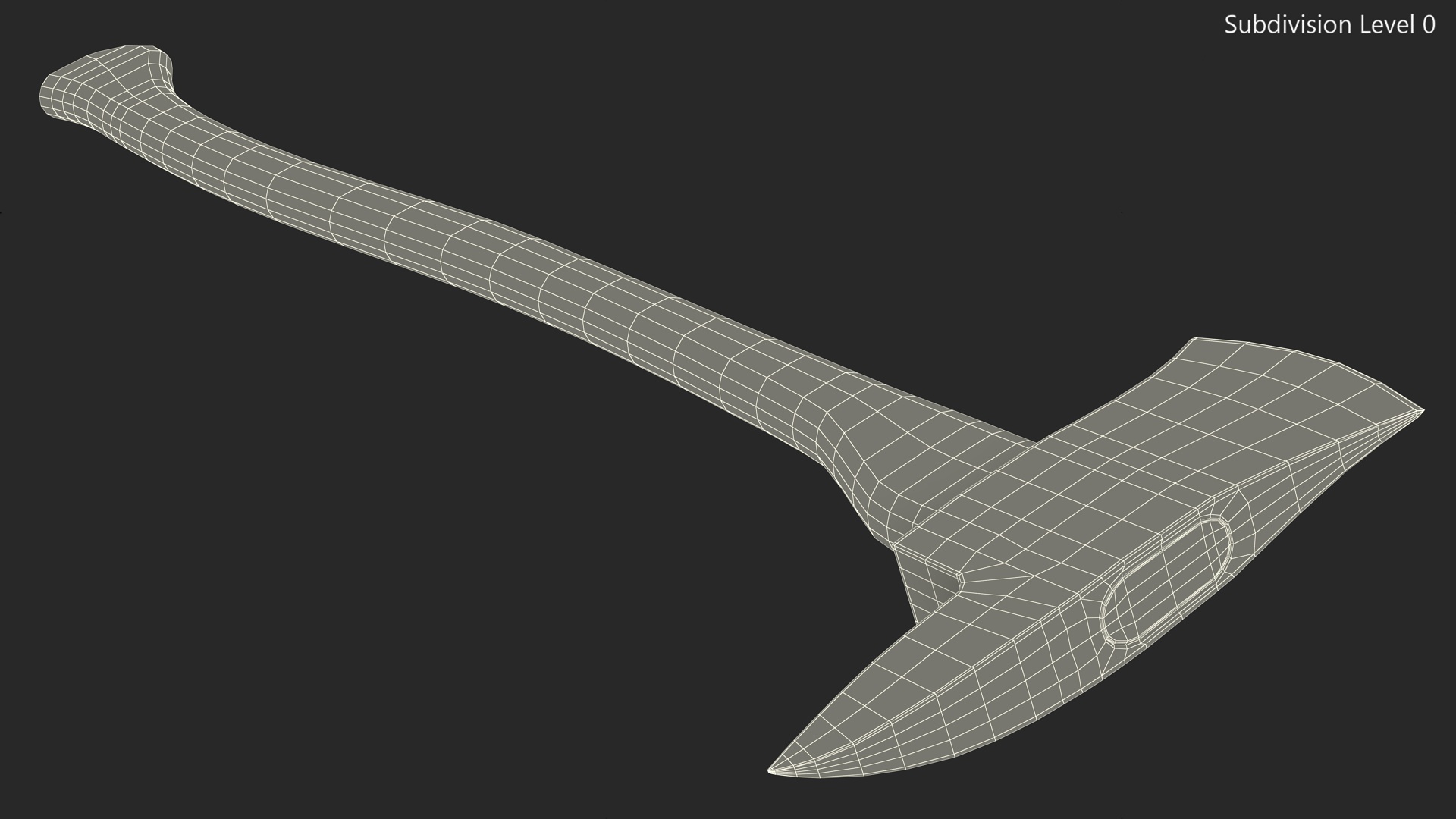 3D model Pickhead Fire Axe with Wooden Handle Old