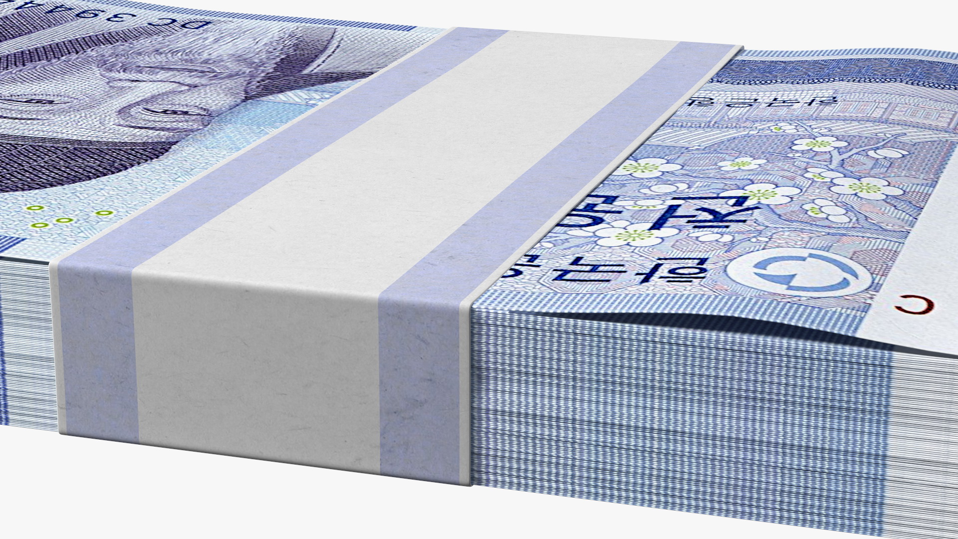 South Korean 1000 Won Banknote Bundle 3D