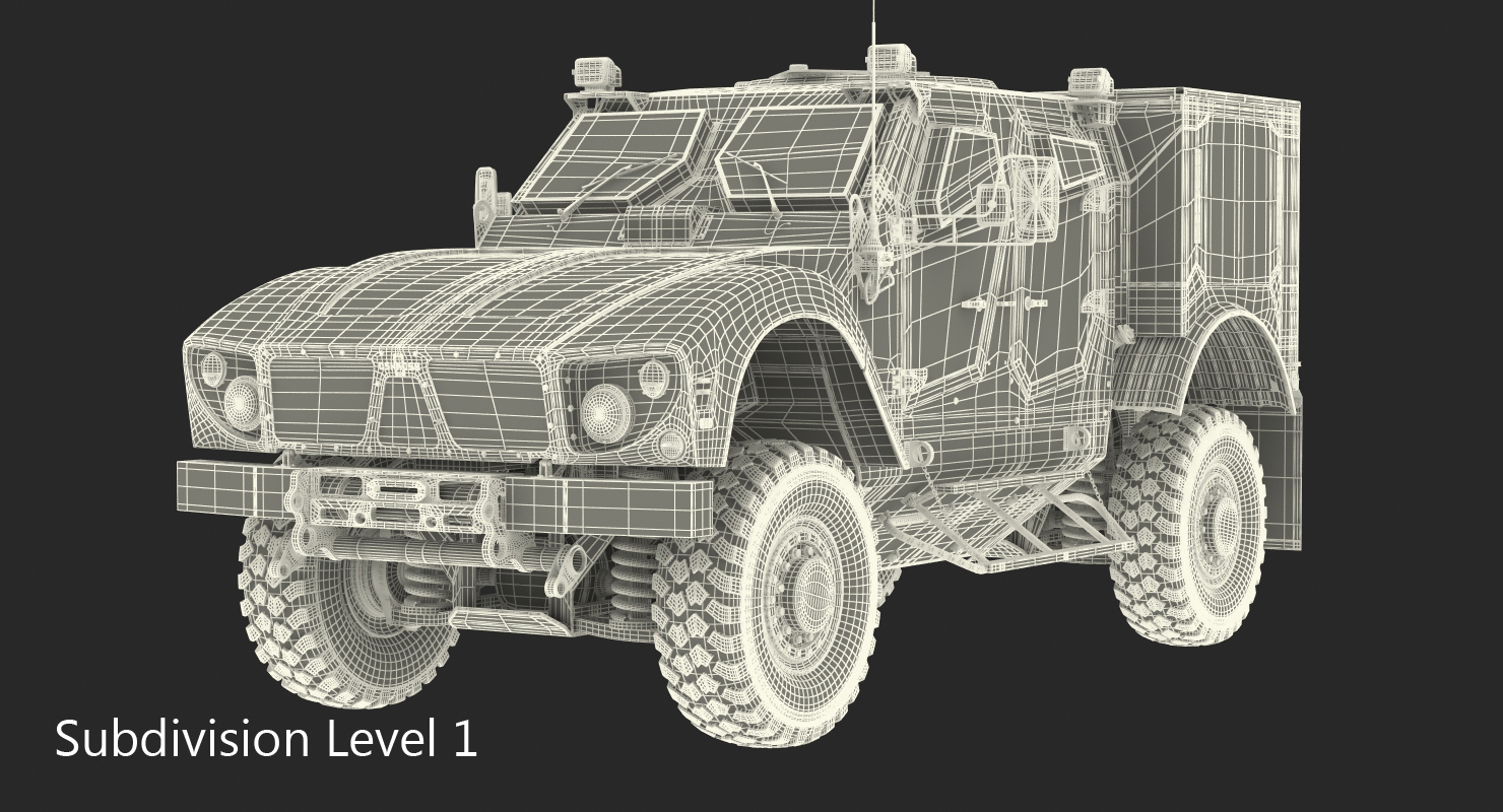 3D Oshkosh M ATV Medical Vehicle Rigged