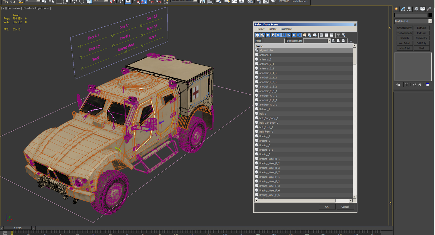 3D Oshkosh M ATV Medical Vehicle Rigged