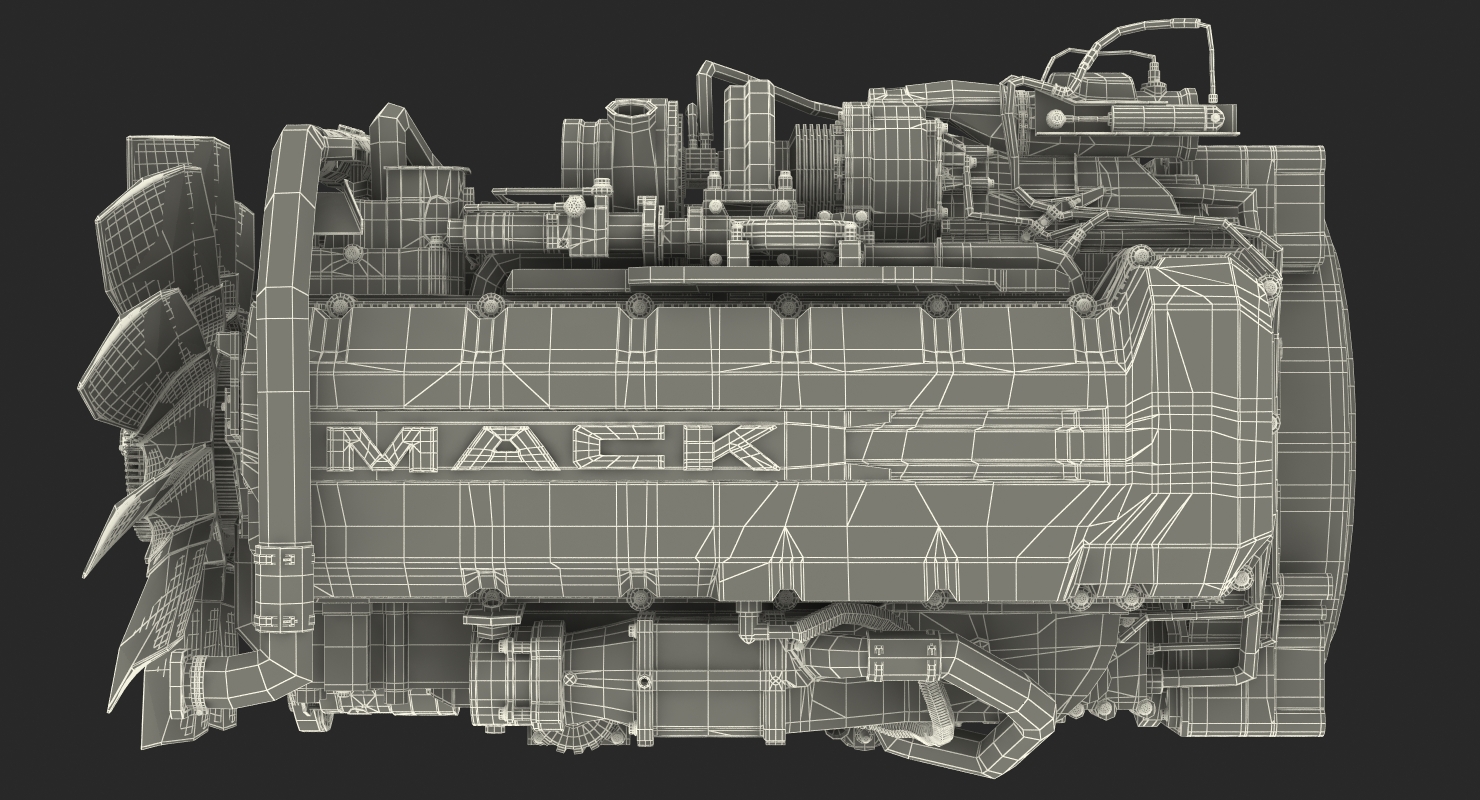 Mack Semi Truck Engine 3D