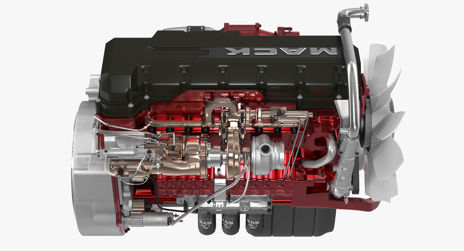 Mack Semi Truck Engine 3D