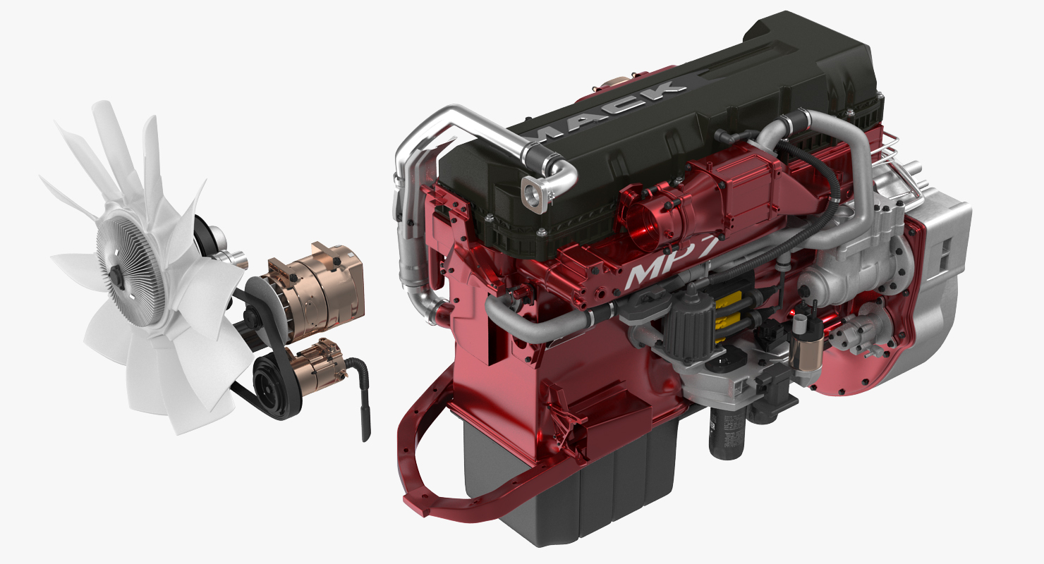 Mack Semi Truck Engine 3D