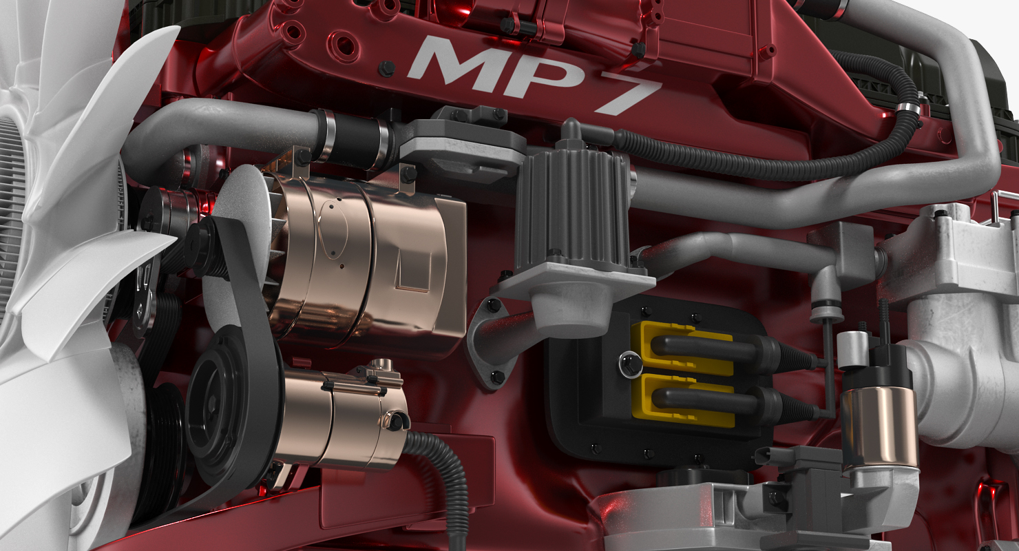 Mack Semi Truck Engine 3D