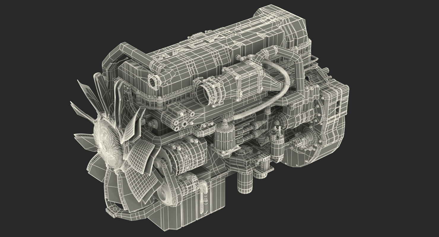 Mack Semi Truck Engine 3D