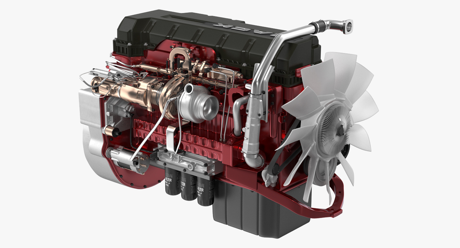 Mack Semi Truck Engine 3D