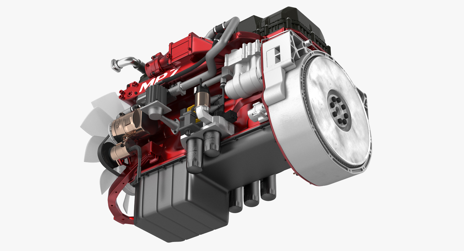 Mack Semi Truck Engine 3D
