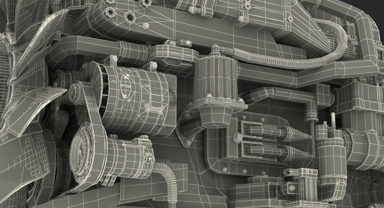 Mack Semi Truck Engine 3D